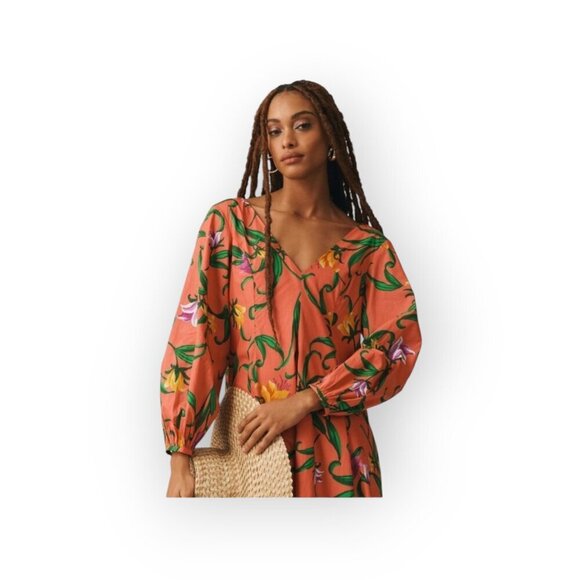 Pink Long-Sleeve Cottagecore Dress by Anthropologie - Picture 5 of 15